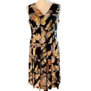 Nine West Dress Women’s V Neck Fit & Flare Sleeveless Lined Pleated Size 4